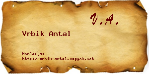 Vrbik Antal névjegykártya